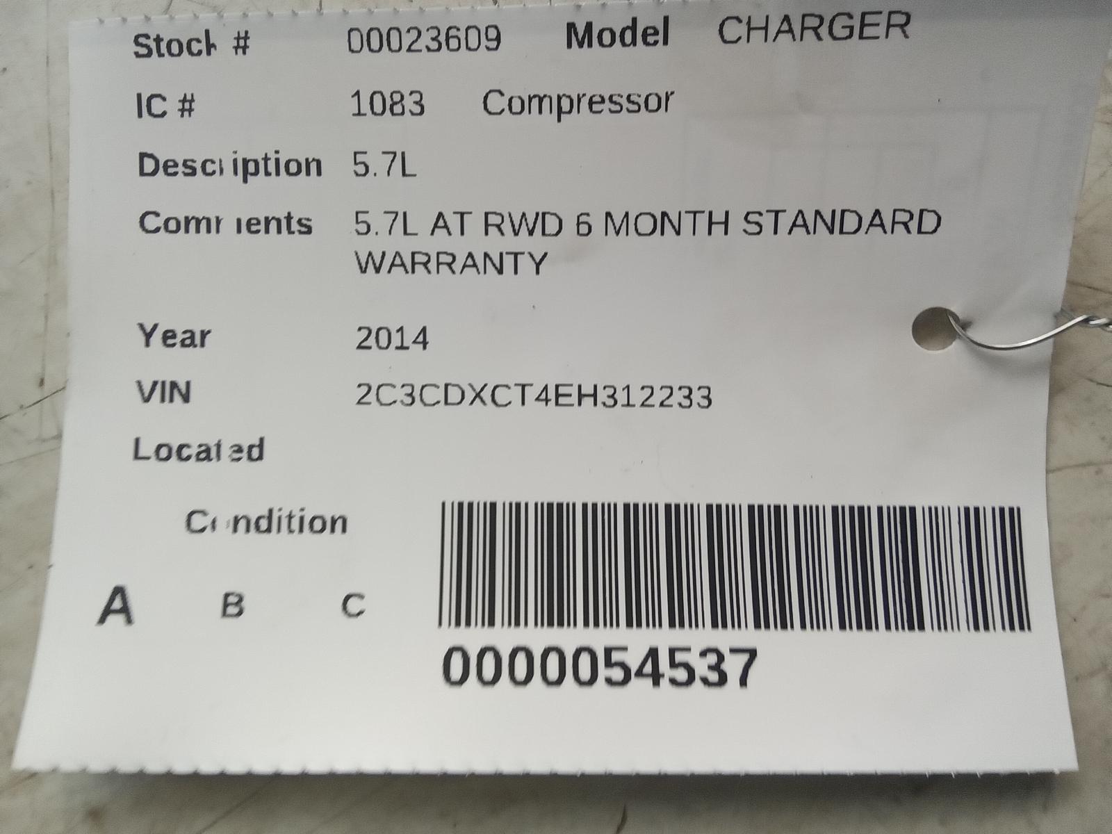 DODGE CHALLENGER 2018 6.2L, w/o opt XDQ AC Compressor - AC Auto Parts