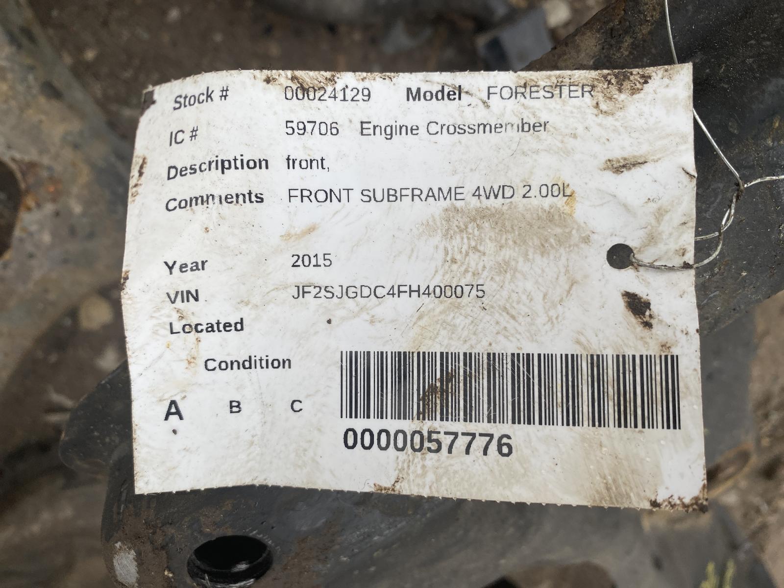 SUBARU XV CROSSTREK 2013-2014 Front; Suspension Crossmember K 