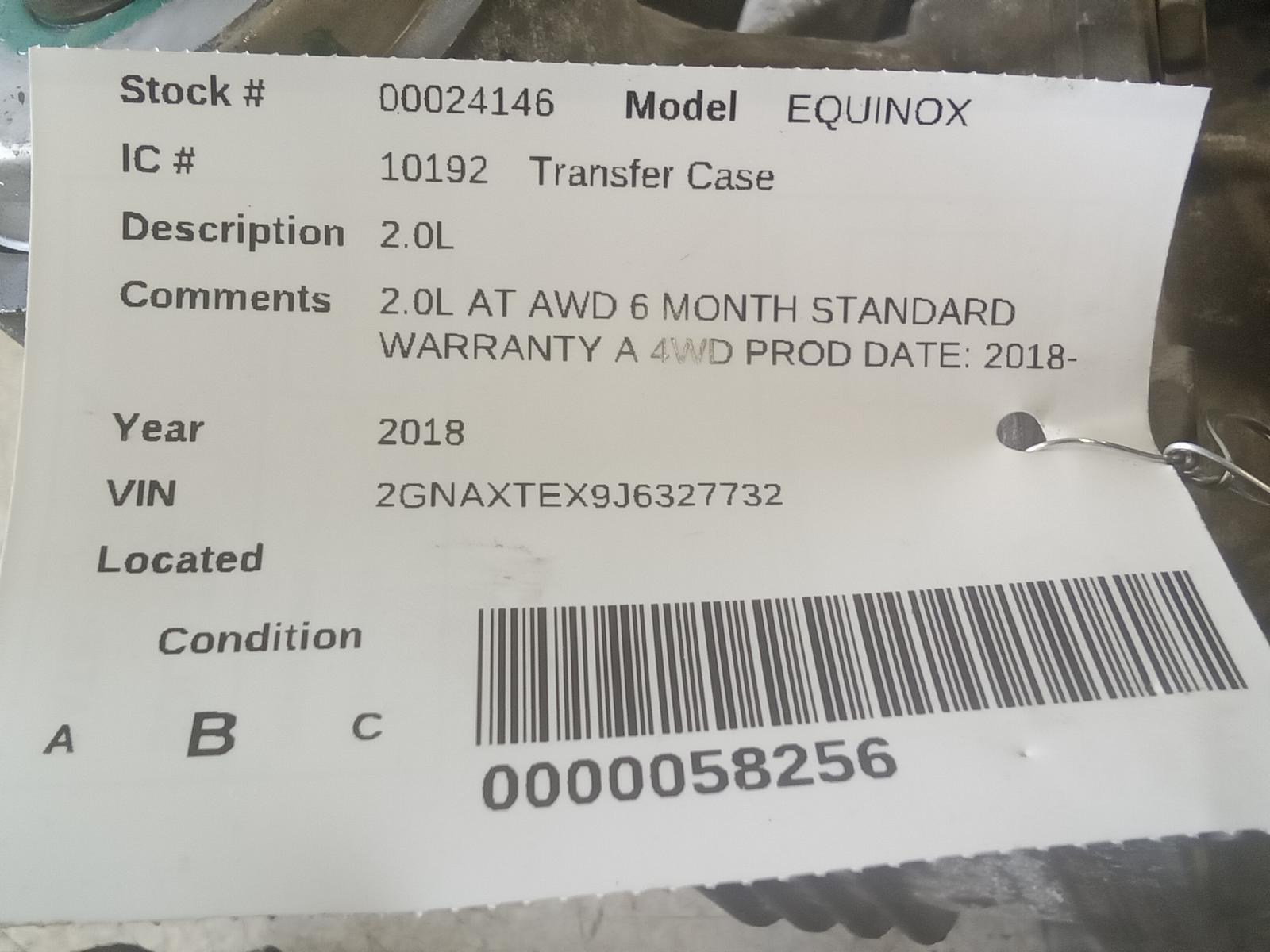 2018 CHEVROLET EQUINOX 18-20 2.0L Transfer Case Assembly