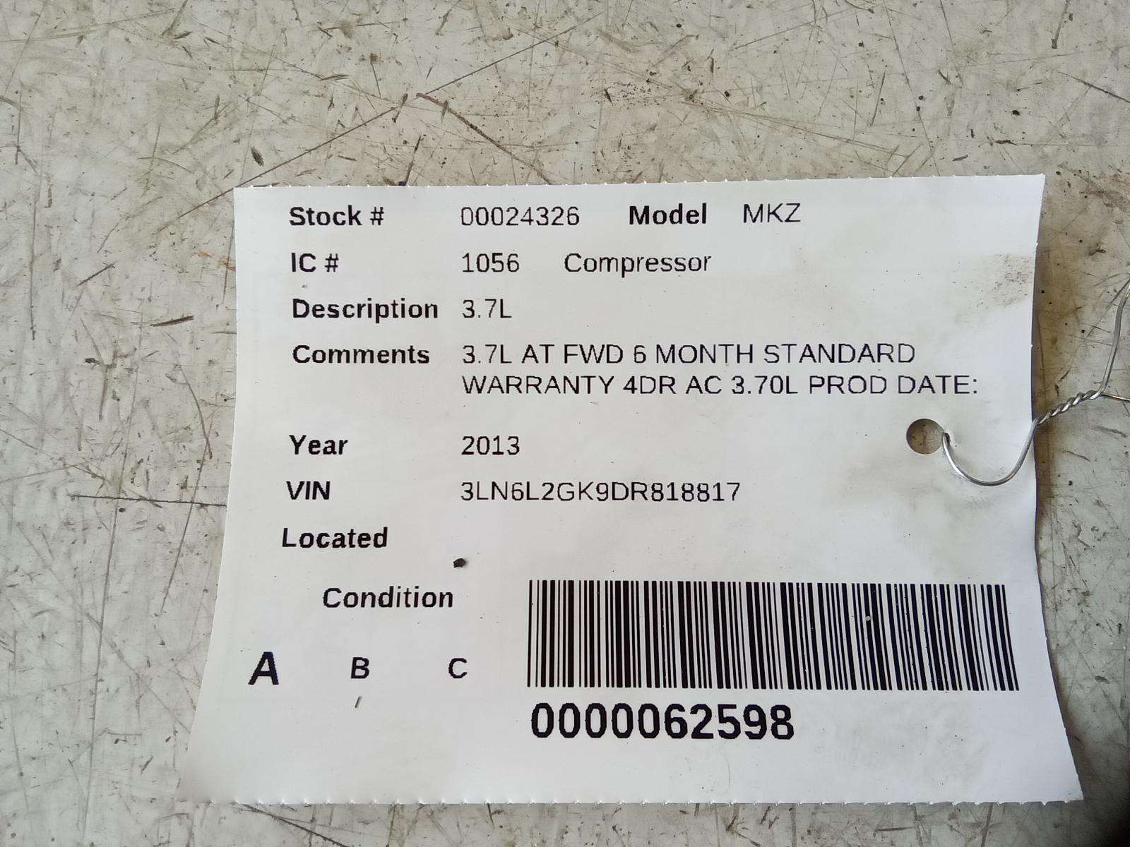 FORD EXPLORER 2013-2015 3.5L, w/turbo, w/o police package AC