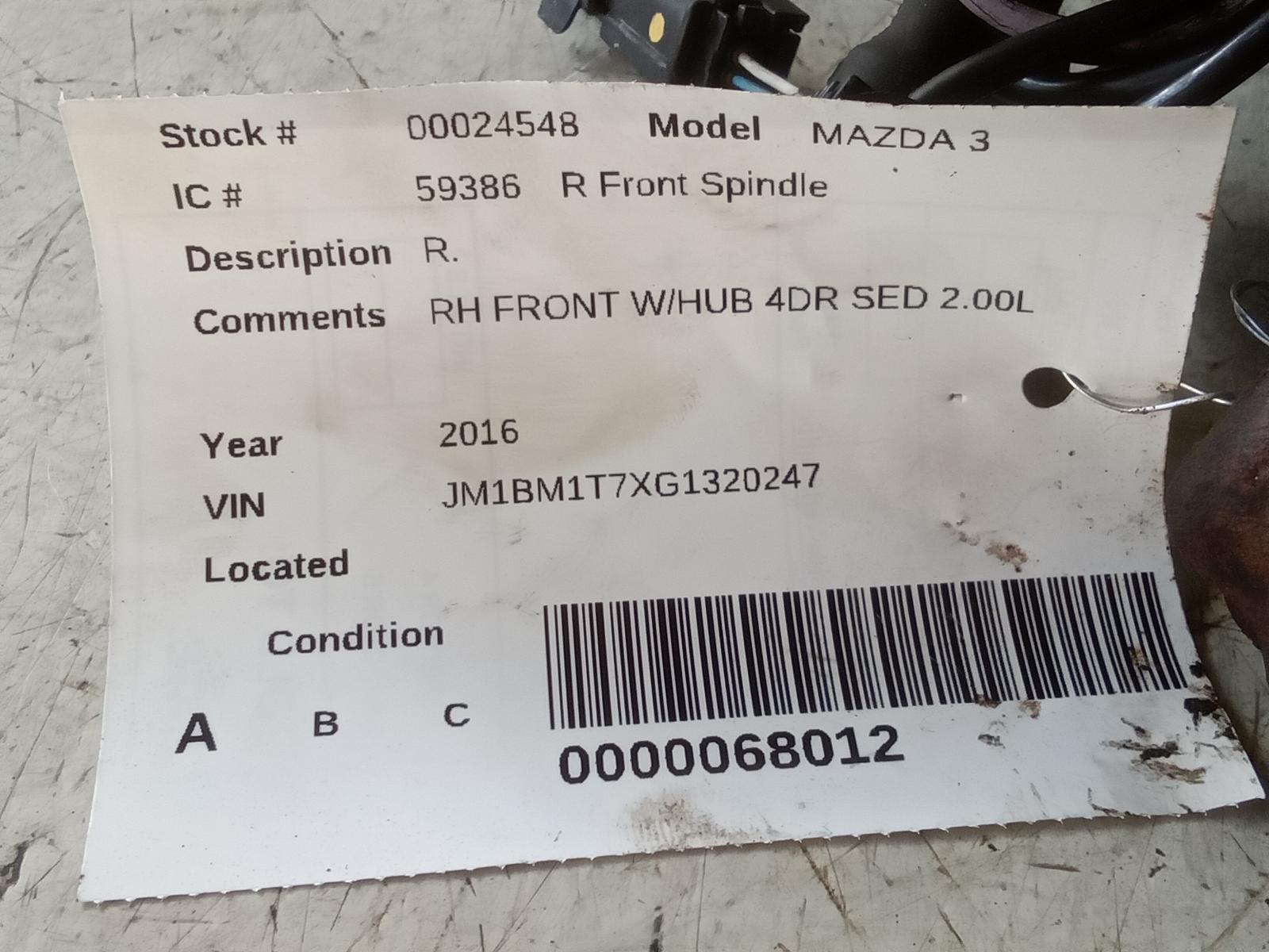 MAZDA 3 2014-2018 R. Spindle Knuckle Front - AC Auto Parts