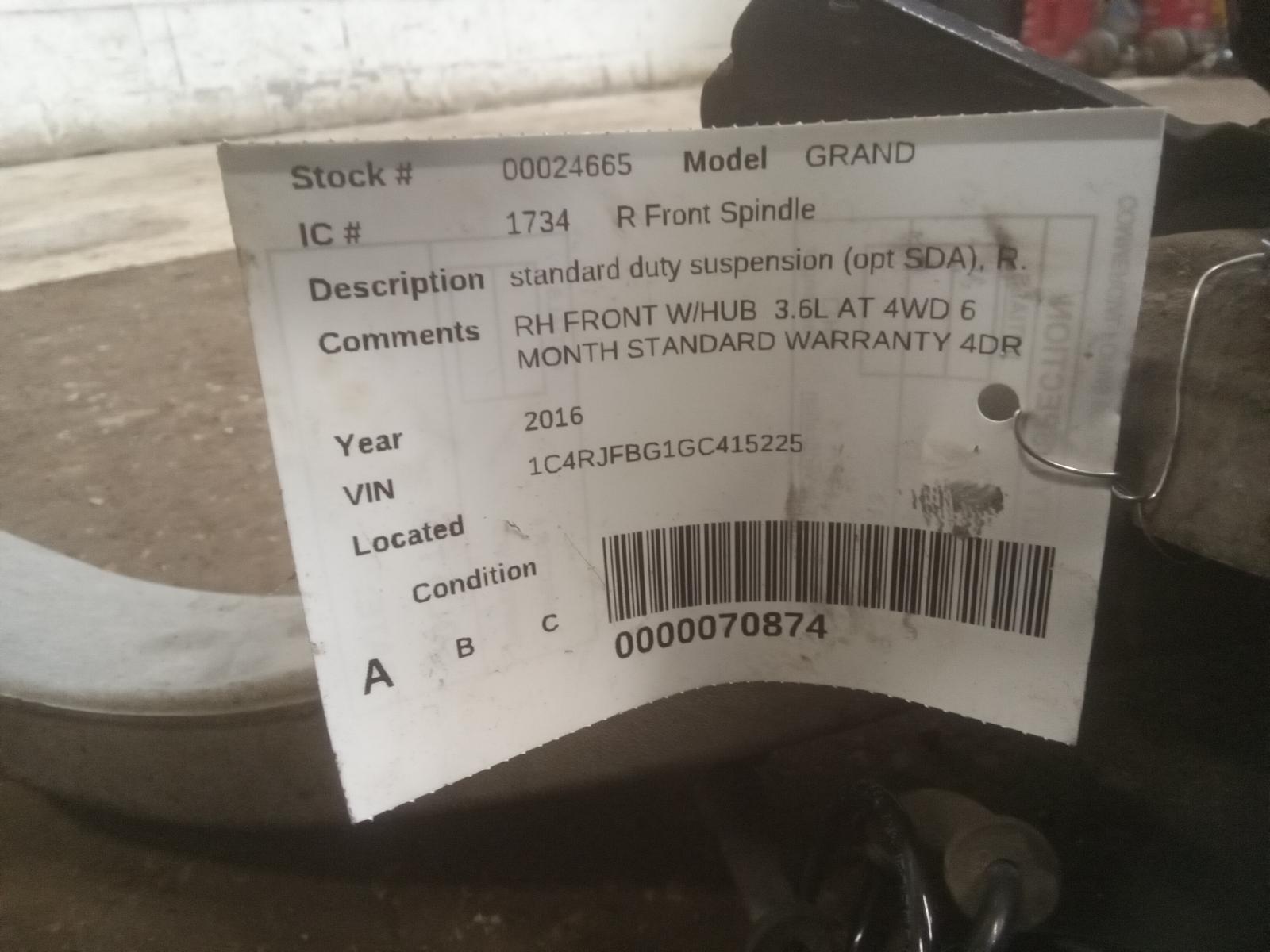 JEEP GRAND CHEROKEE 2016-2020 eco suspension (opt SDZ), R. Spindle