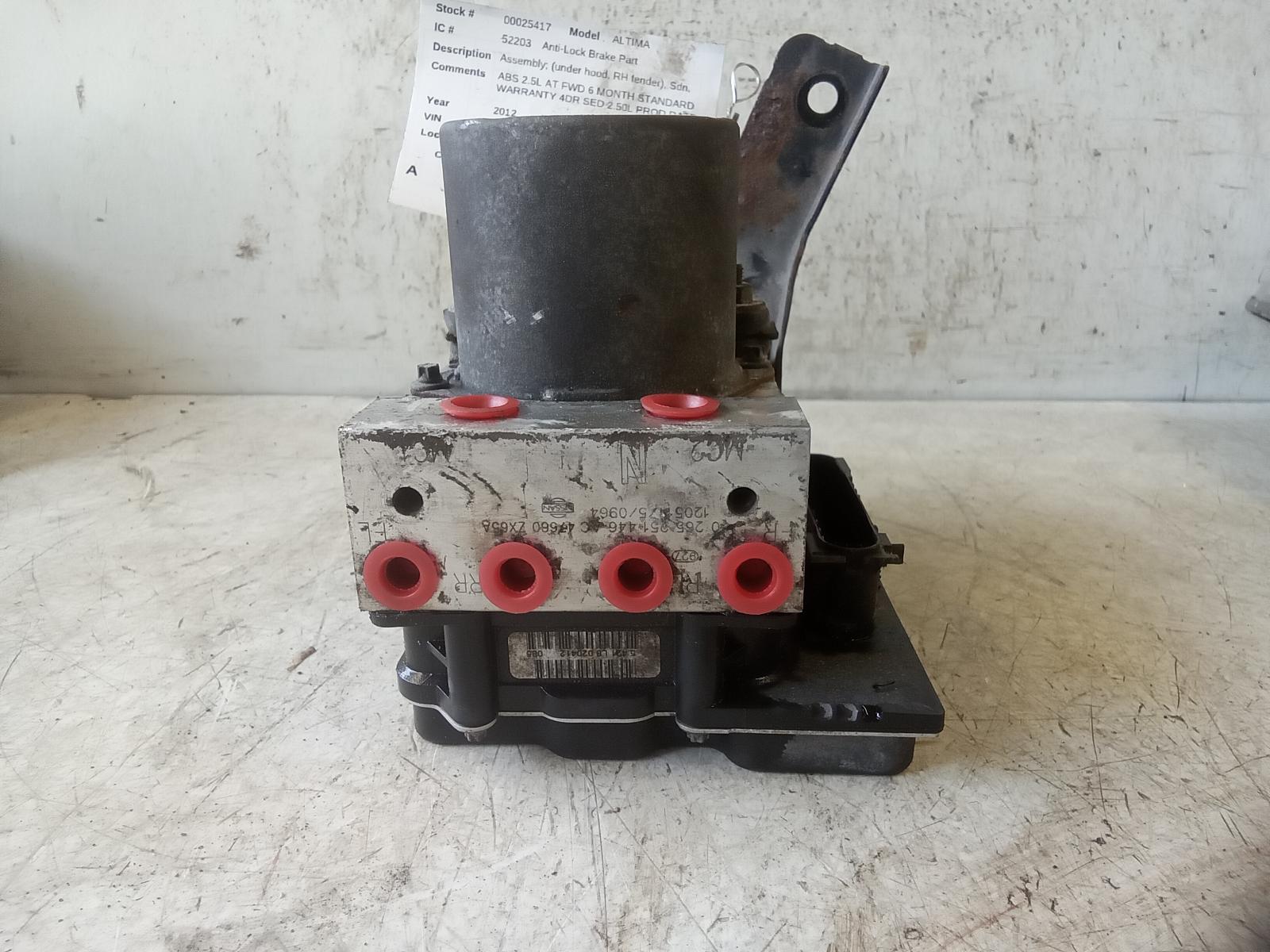 NISSAN ALTIMA 2011 Assembly; (under hood, RH fender), Sdn, S Anti